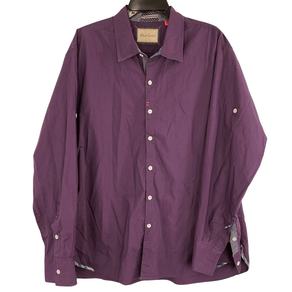 Robert Graham Mens 3XL Button Down Shirt Long Sleeve‎ Purple Designer EUC